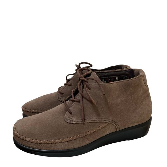 SAS Womens Kich Leather Suede Lace Up Ankle Boots Size 9.5 EXTRA WIDE Comfort - Picture 2 of 10